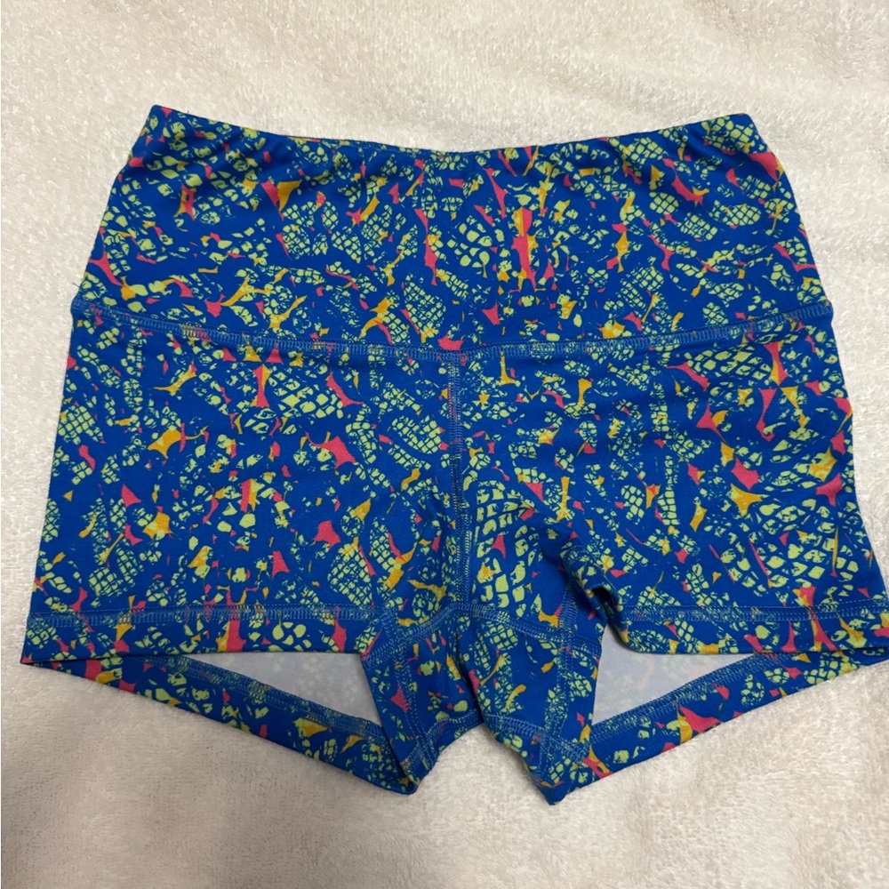 Fleo Blue and Yellow Athletic Shorts Vibrant Design
